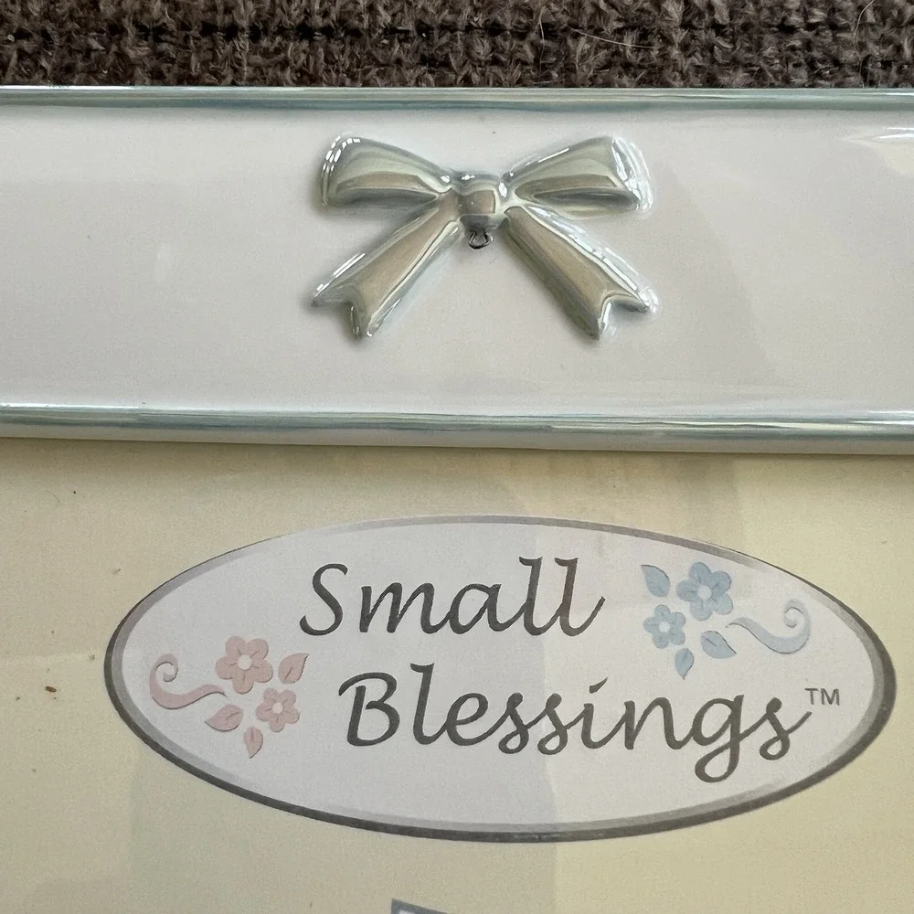 Russ Baby Small Blessings Ceramic Picture Frame Babys Baptism Blue White 4x6